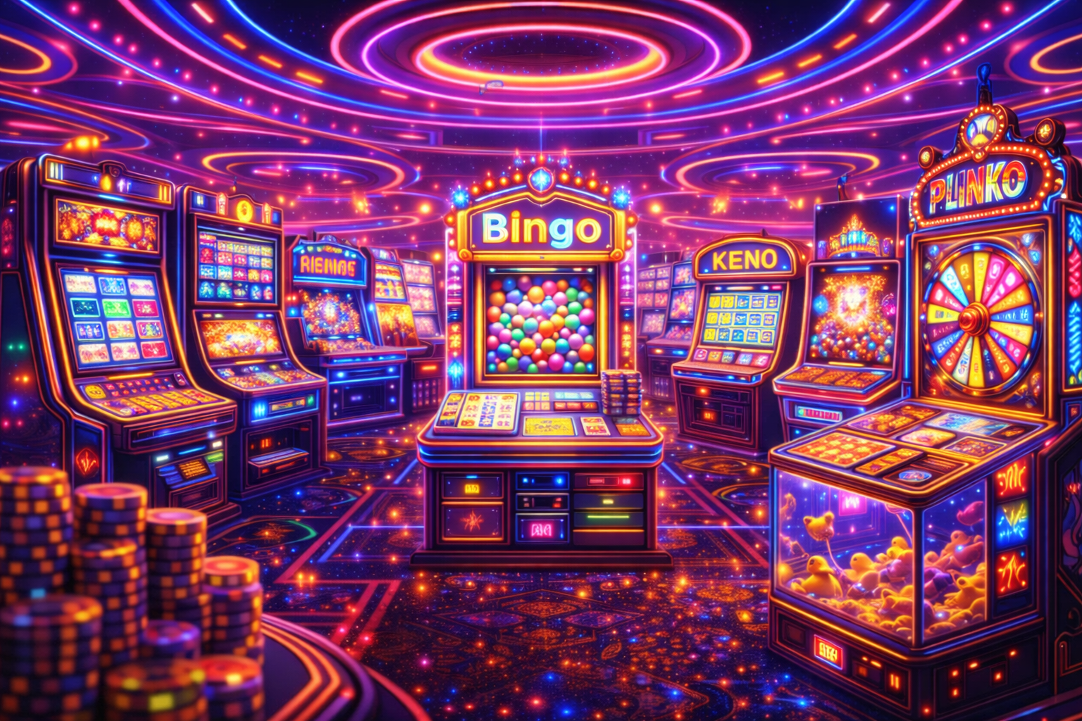 Neon glow of casino specialty games